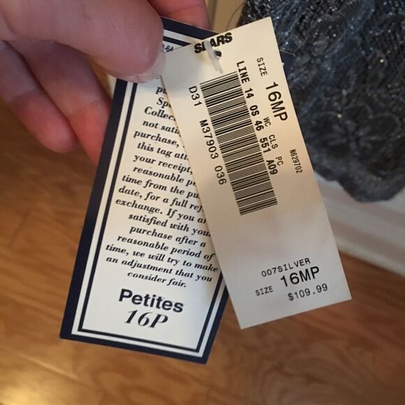 ‼️VINTAGE NWT SHAR AIDE NITES Silver Metallic Shift Dress & Jacket Set - Picture 7 of 8